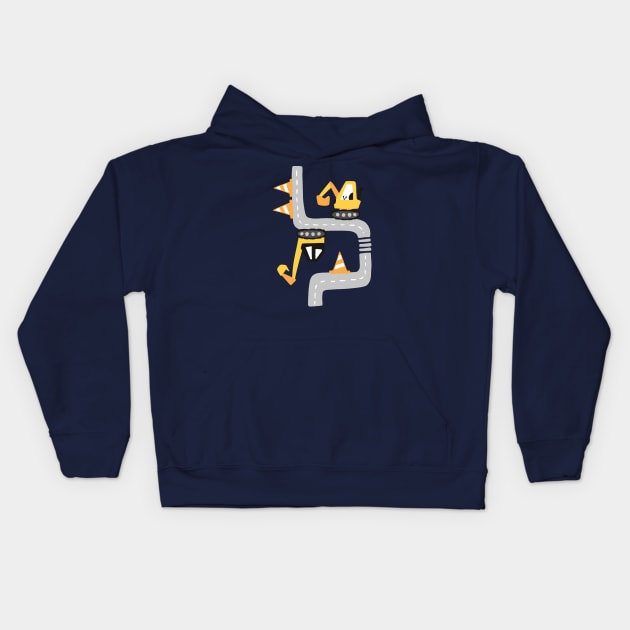 Street Excavator Kids Hoodie by LR_Collections